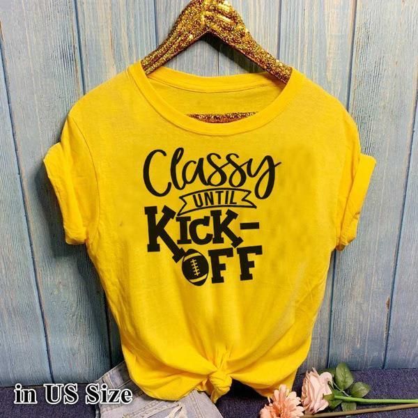 classy until kick off letter print t shirt women short sleeve o neck loose tshirt 2021 summer women tee shirt mujer, White
classy until kick off letter print t shirt women short sleeve o neck loose tshirt 2021 summer women tee shirt mujer, White