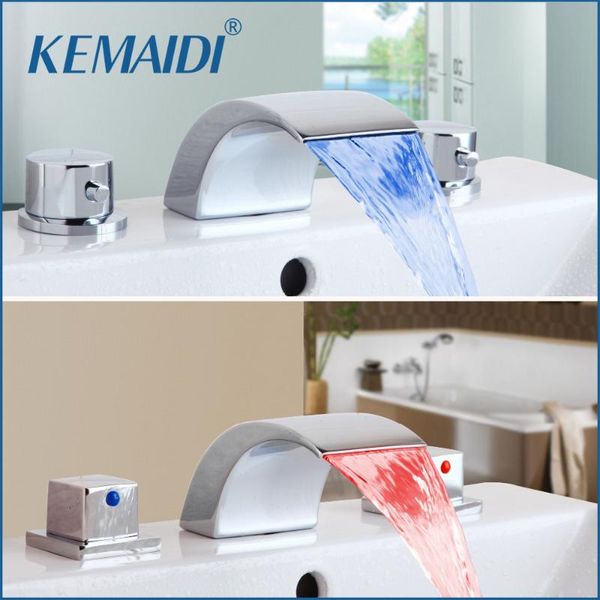 bathroom sink faucets kemaidi faucet 3 pcs bathtub led basin waterfall water flow lavatory mixer tap good quality 
bathroom sink faucets kemaidi faucet 3 pcs bathtub led basin waterfall water flow lavatory mixer tap good quality