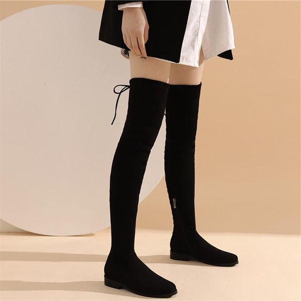 boots 2021 thigh high women square heel stretch slim flock lace up ladies over the knee autumn long shoes 34-43, Black
boots 2021 thigh high women square heel stretch slim flock lace up ladies over the knee autumn long shoes 34-43, Black