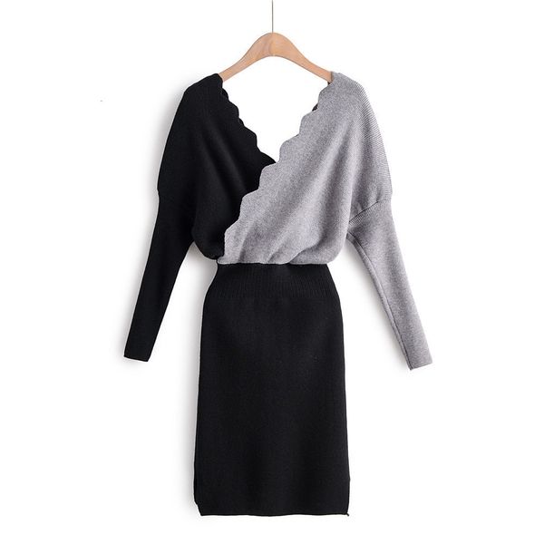 knitted dress autumn and winter 2020 new korean v-neck slim fitting sweater women's long sleeve buttock bottom skirt fashion, Black;gray
knitted dress autumn and winter 2020 new korean v-neck slim fitting sweater women's long sleeve buttock bottom skirt fashion, Black;gray