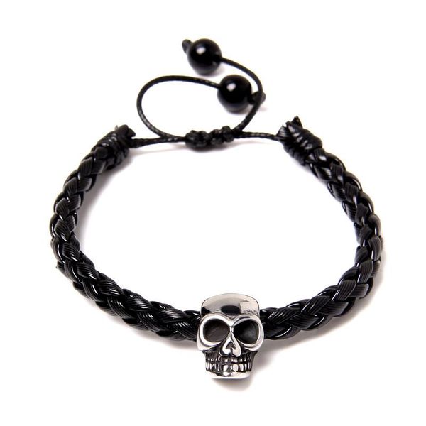 handmade adjustable black leather bracelets for men fashion gothic silver color skull charm bracelet women woven bangle jewelry
handmade adjustable black leather bracelets for men fashion gothic silver color skull charm bracelet women woven bangle jewelry