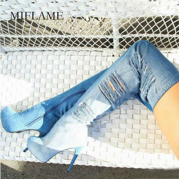 boots 2021 womens denim over the knee pointed toe thin high heels woman fashion blue hole jeans stretch open, Black
boots 2021 womens denim over the knee pointed toe thin high heels woman fashion blue hole jeans stretch open, Black