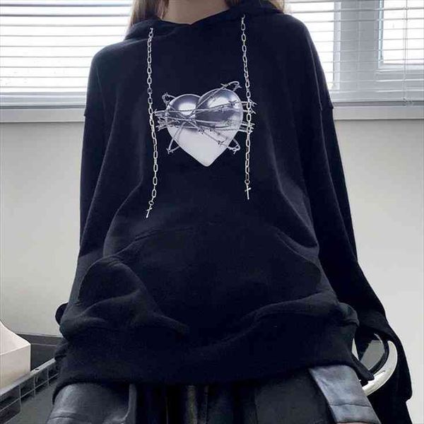 harajuku style heartbeat dark black womens hooded gothic sweatshirt loose autumn and winter design feels cool hoodies 
harajuku style heartbeat dark black womens hooded gothic sweatshirt loose autumn and winter design feels cool hoodies