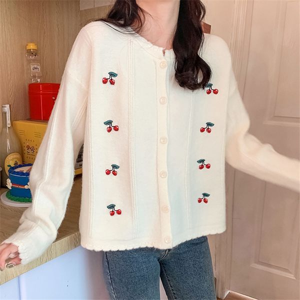2021 sweet overized cardigan new korean style released cherry embroidered lazy female blouses beige autumn mesh coat w0o3, White;black
2021 sweet overized cardigan new korean style released cherry embroidered lazy female blouses beige autumn mesh coat w0o3, White;black