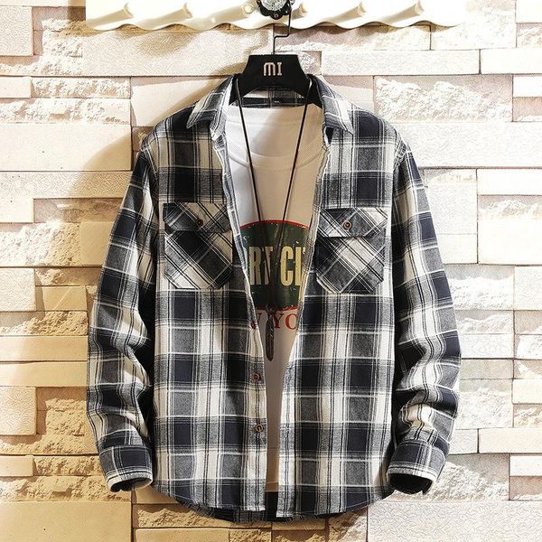 men's casual shirts #0120 spring plaid shirt men japanese style streetwear retro mens regular fit long sleeve big pockets cotton tide, White;black
men's casual shirts #0120 spring plaid shirt men japanese style streetwear retro mens regular fit long sleeve big pockets cotton tide, White;black