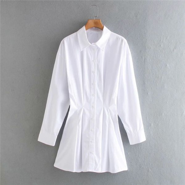 2021 new women white shirt vintage long sleeves turn up collar mini dress fashion elastic back button waist pleated dresses flur, Black;gray
2021 new women white shirt vintage long sleeves turn up collar mini dress fashion elastic back button waist pleated dresses flur, Black;gray