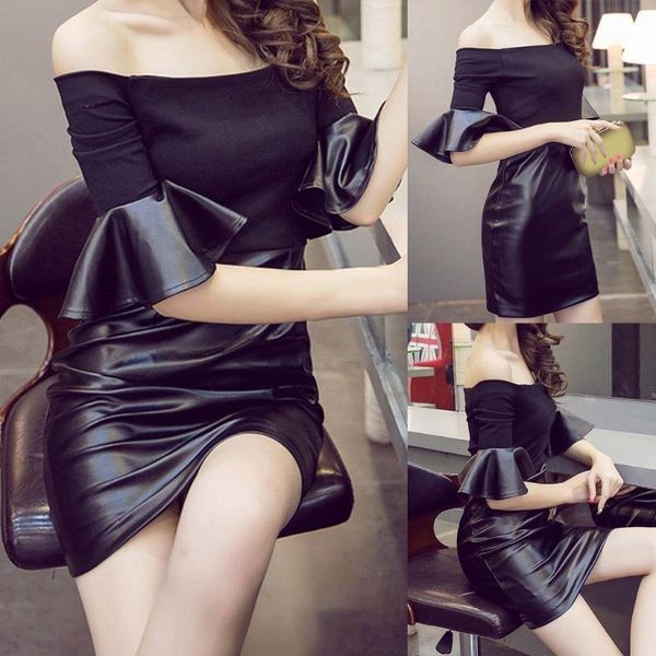 fashion dresses for ladys splice leather dress half flare sleeve slim outfits women clothes formal dress work wear oats1, Black;gray
fashion dresses for ladys splice leather dress half flare sleeve slim outfits women clothes formal dress work wear oats1, Black;gray