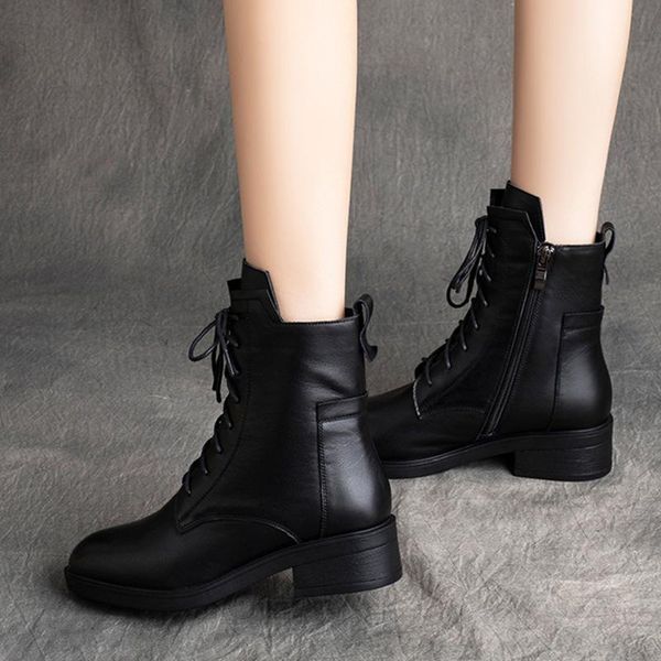 boots black leather lace up round toe shoes for women ankle autumn winter comfortable fashion of the
boots black leather lace up round toe shoes for women ankle autumn winter comfortable fashion of the