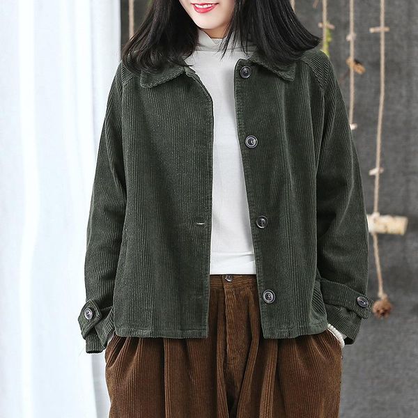 women jacket corduary 2020 autumn winter single breasted solid color button loose brief casual women coat yoyikamomo, Black;brown
women jacket corduary 2020 autumn winter single breasted solid color button loose brief casual women coat yoyikamomo, Black;brown