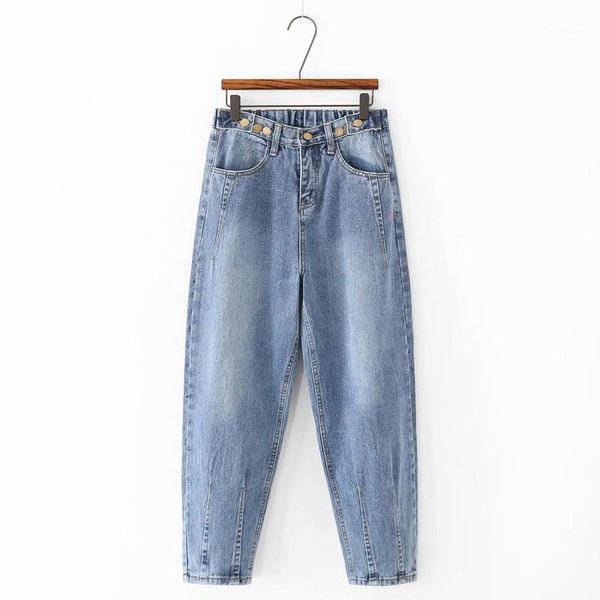 2020 summer new women's fashion washed loose denim straight pants trousers jeans wild multi-button elastic waist dad jeans1, Blue
2020 summer new women's fashion washed loose denim straight pants trousers jeans wild multi-button elastic waist dad jeans1, Blue