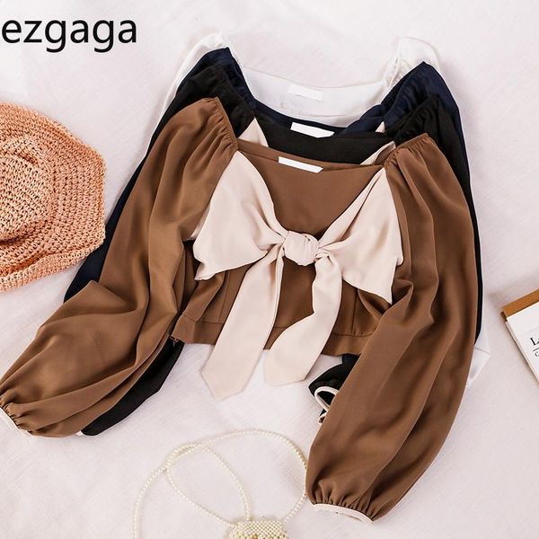 ezgaga vintage blouse women lace up square collar long lantern sleeve short elegant slim ladies patchwork shirts fashion, White
ezgaga vintage blouse women lace up square collar long lantern sleeve short elegant slim ladies patchwork shirts fashion, White