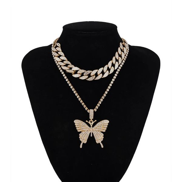 luxury women hip hop iced out bling butterfly pendant with tennis chain with cuban chain chokers hiphop jewelry fashion gifts fashion design, Silver
luxury women hip hop iced out bling butterfly pendant with tennis chain with cuban chain chokers hiphop jewelry fashion gifts fashion design, Silver