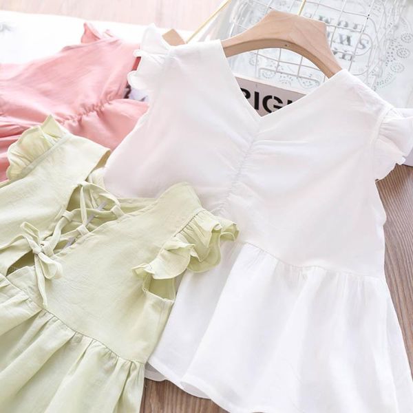2020 summer girls v-neck backless blouse children's clothing wholesale1, White;black 
2020 summer girls v-neck backless blouse children's clothing wholesale1, White;black