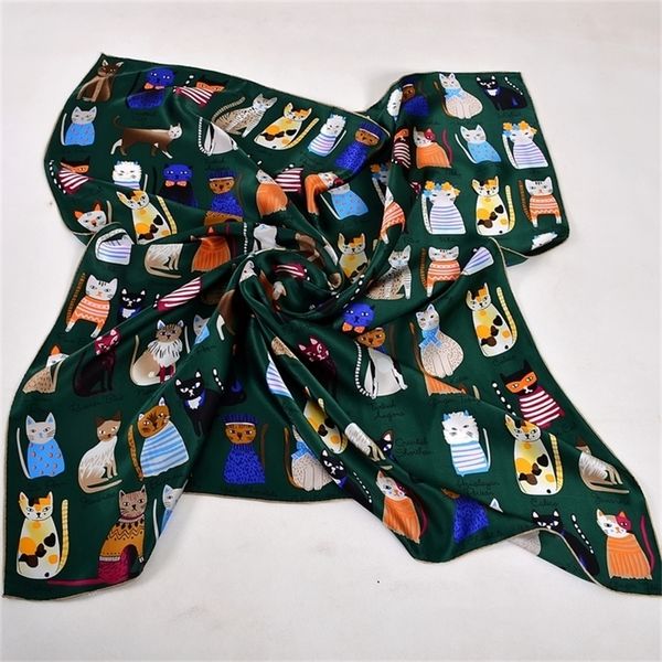 bysifa green scarves new design cartoon cats women children square 90*90cm spring autumn winter cute silk scarf shawl y201007, Blue;gray
bysifa green scarves new design cartoon cats women children square 90*90cm spring autumn winter cute silk scarf shawl y201007, Blue;gray