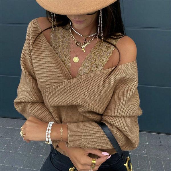 women's sweaters women autumn sweater solid color long sleeve lace straps v-neck open-shoulder pullover for, White;black
women's sweaters women autumn sweater solid color long sleeve lace straps v-neck open-shoulder pullover for, White;black