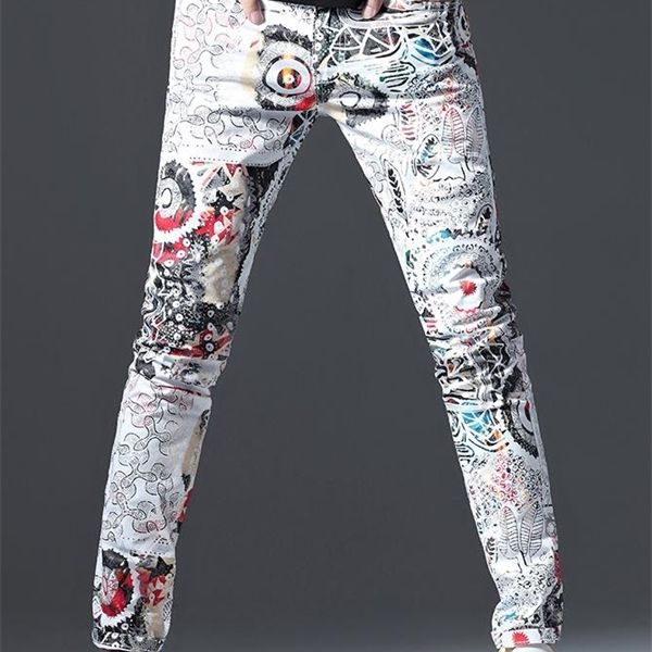 mens fashion new graffiti printed slim jeans white floral paiting stretch cotton pants casual trousers q0104, Blue
mens fashion new graffiti printed slim jeans white floral paiting stretch cotton pants casual trousers q0104, Blue