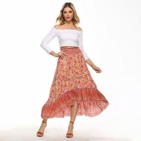 floral print asymmetrical midi skirts women ruffle elastic waist chic long faldas casual loose vintage ladies bohemian skirt, Black
floral print asymmetrical midi skirts women ruffle elastic waist chic long faldas casual loose vintage ladies bohemian skirt, Black