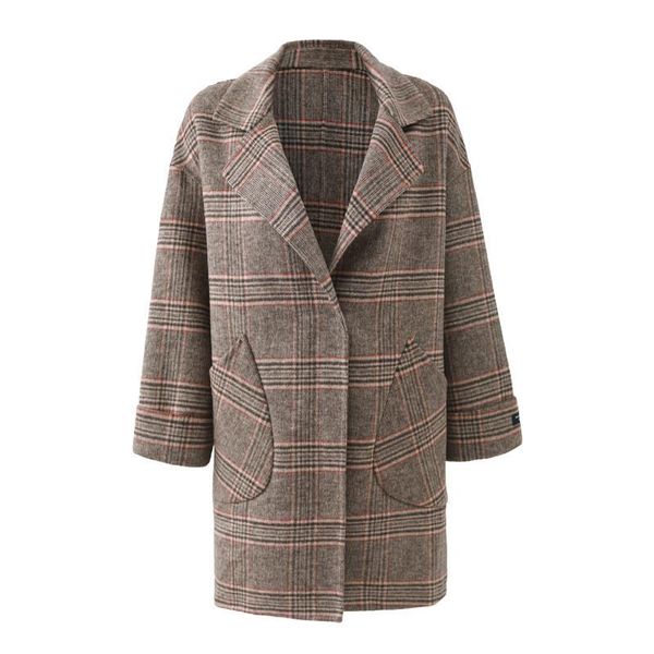 women's wool & blends draping woolen coat 2021 autumn and winter temperament lapel plaid double sided female c182, Black
women's wool & blends draping woolen coat 2021 autumn and winter temperament lapel plaid double sided female c182, Black