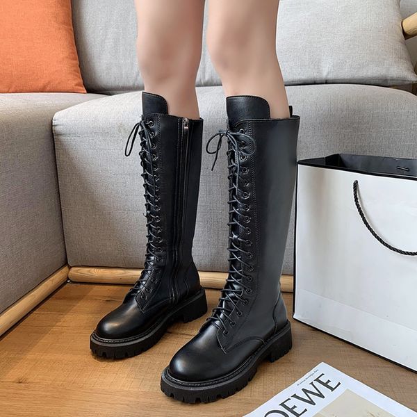 rimocy autumn winter women's long boots black zipper pu leather knee high boots female fashion lace up platform botas mujer 201124
rimocy autumn winter women's long boots black zipper pu leather knee high boots female fashion lace up platform botas mujer 201124