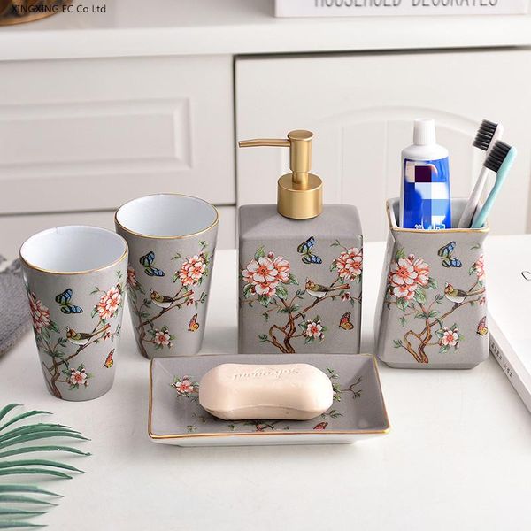 bath accessory set bathroom supplies five-piece toothbrush holder ice cracked glaze ceramic soap dish mouthwash cup hand bottle wedding gift
bath accessory set bathroom supplies five-piece toothbrush holder ice cracked glaze ceramic soap dish mouthwash cup hand bottle wedding gift