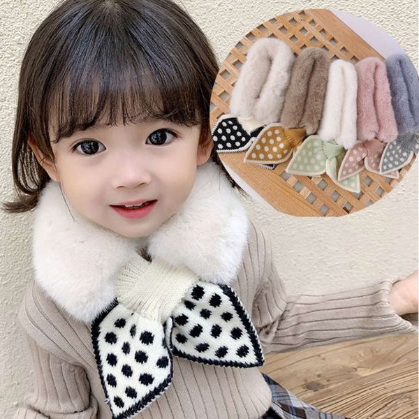 h6355 dot crossed children's plush neckband fishtail baby scarf, Red;brown 
h6355 dot crossed children's plush neckband fishtail baby scarf, Red;brown