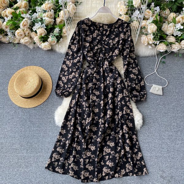 2021 new vintage female floral impression style puff neck line autumn bow cord long dress tx0g, Black;gray
2021 new vintage female floral impression style puff neck line autumn bow cord long dress tx0g, Black;gray