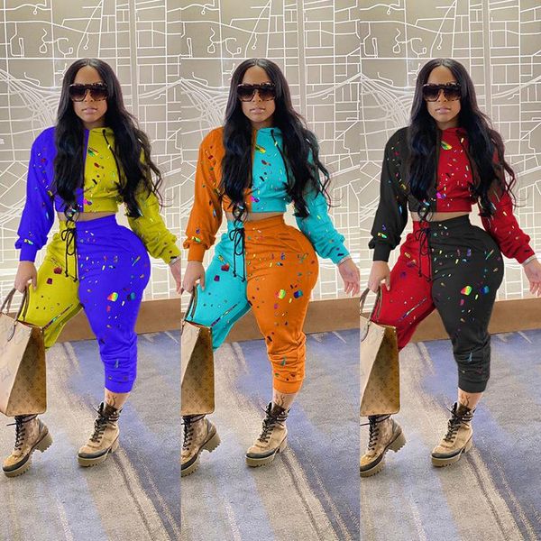 streetwear women 2piece set 2020 fall casual spray color printed hoodie and sweatpants sweatsuits fashion club outfits for women, Gray
streetwear women 2piece set 2020 fall casual spray color printed hoodie and sweatpants sweatsuits fashion club outfits for women, Gray