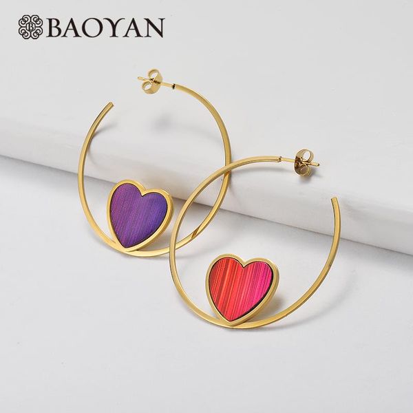 hoop & huggie baoyan big round earrings gradient purple red strip heart question gold color stainless steel for women, Golden;silver
hoop & huggie baoyan big round earrings gradient purple red strip heart question gold color stainless steel for women, Golden;silver