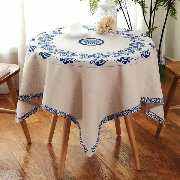 table cloth blue-and-white porcelain with the cotton style living room coffee tablecloth fabric