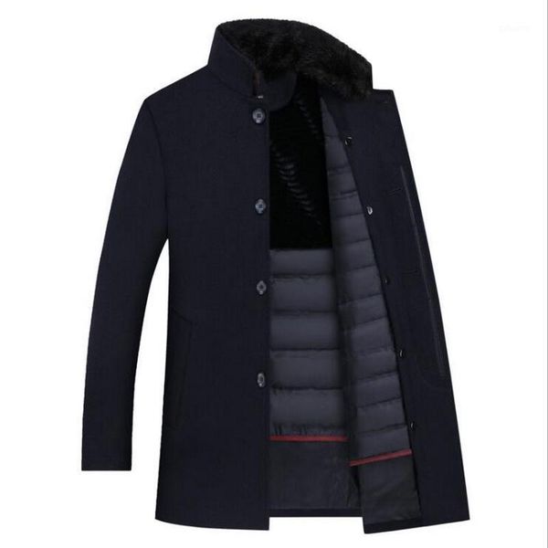 woolen coat men's down liner fur collar thick windbreaker jacket middle-aged wool coat men wool woolen outwear1, Black
woolen coat men's down liner fur collar thick windbreaker jacket middle-aged wool coat men wool woolen outwear1, Black