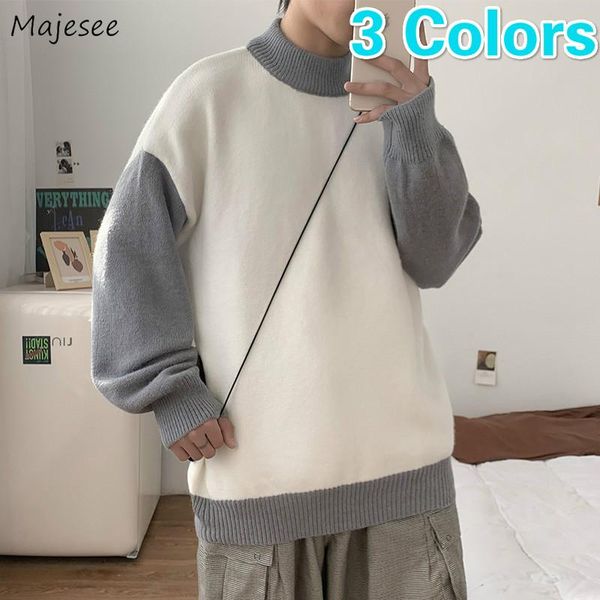 pullovers men thicken patchwork mock neck male new korean style streetwear young teens daily loose casual all-match knitted chic, White;black
pullovers men thicken patchwork mock neck male new korean style streetwear young teens daily loose casual all-match knitted chic, White;black