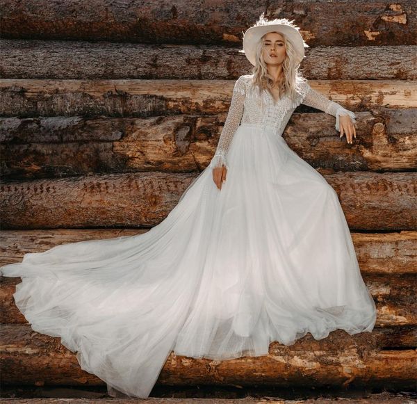 new arrvial a line bohemian wedding dresses lace long sleeves wedding gowns beach tassels bridal dress vestido de noiva, White
new arrvial a line bohemian wedding dresses lace long sleeves wedding gowns beach tassels bridal dress vestido de noiva, White