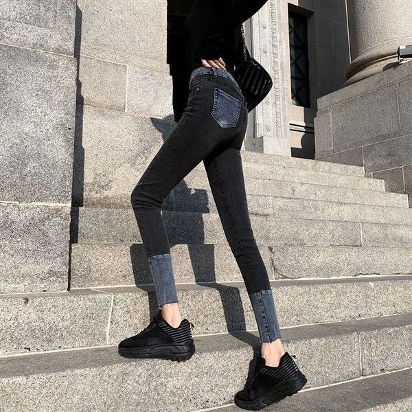women's jeans korean pencil 2021 spring autumn chic high waist side split women pants patchwork skinny female denim trousers s197, Blue
women's jeans korean pencil 2021 spring autumn chic high waist side split women pants patchwork skinny female denim trousers s197, Blue
