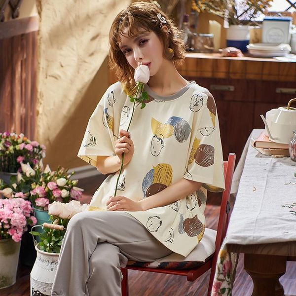 women's sleepwear summer thin simple women pajamas cotton short sleeve ladies pijamas set cute cartoon lounge homewear1, Black;red
women's sleepwear summer thin simple women pajamas cotton short sleeve ladies pijamas set cute cartoon lounge homewear1, Black;red