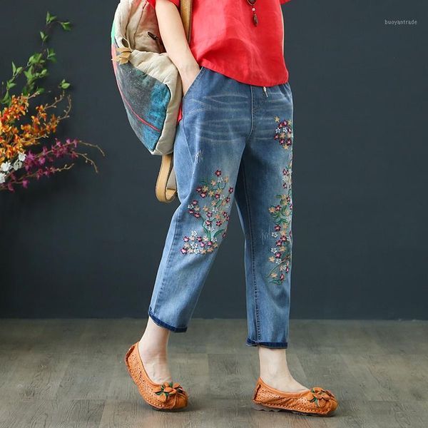 women's jeans spring autumn women holes vintage embroidery woman summer harem casual elastic waist denim pants1, Blue
women's jeans spring autumn women holes vintage embroidery woman summer harem casual elastic waist denim pants1, Blue
