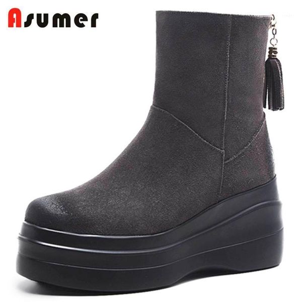 boots asumer 2021 fashion cow suede leather ankle women round toe wedges snow platform zipper winter1, Black
boots asumer 2021 fashion cow suede leather ankle women round toe wedges snow platform zipper winter1, Black