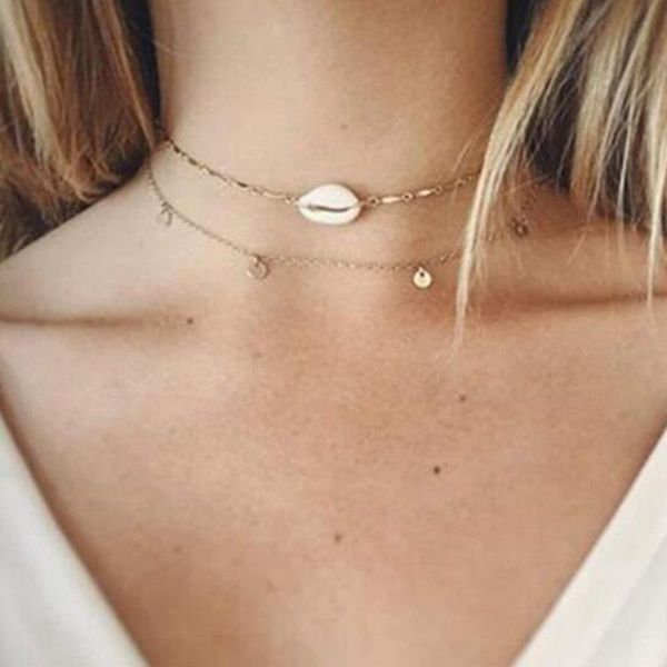 brling new 2020 fashion ins vintage chain pendant choker two layers of shell discs necklace for women girls gifts party, Golden;silver
brling new 2020 fashion ins vintage chain pendant choker two layers of shell discs necklace for women girls gifts party, Golden;silver