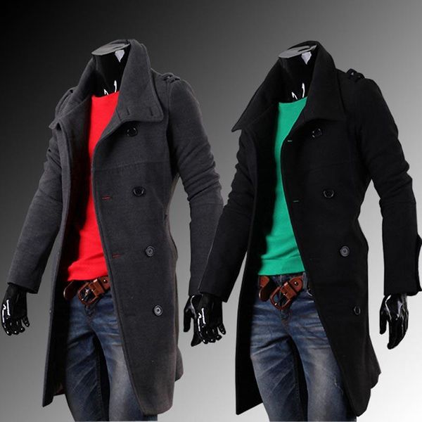 men trench coat - autumn and winter men's long double-breasted coat windbreaker coats #1726372, Black
men trench coat - autumn and winter men's long double-breasted coat windbreaker coats #1726372, Black