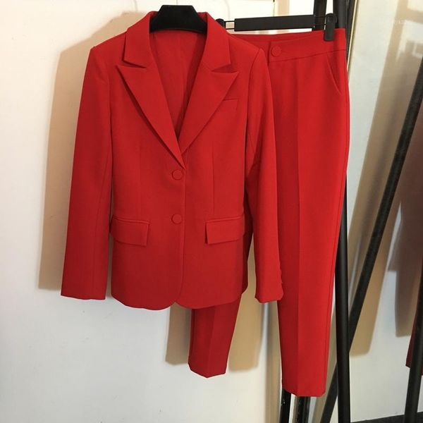 women's suits & blazers 6.1 high end red two piece set fashion temperament single breasted slim blazer coat + ankle-length pants1, White;black
women's suits & blazers 6.1 high end red two piece set fashion temperament single breasted slim blazer coat + ankle-length pants1, White;black