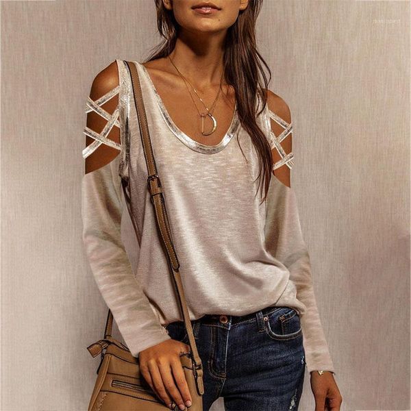 bandage cross solid color u-neck t-shirts women off shoulder long sleeve knitted bodycon casual spring autumn t-shirt1, White
bandage cross solid color u-neck t-shirts women off shoulder long sleeve knitted bodycon casual spring autumn t-shirt1, White