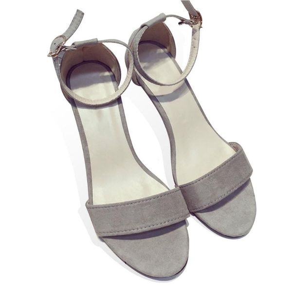summer women's pu sandals thick heel open toe women's ankle strap sandals, Black
