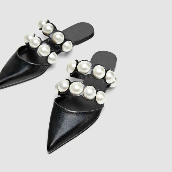 slippers spring and summer new women pointed flat pearl decorative open toe s beach shoes 220309, Black
slippers spring and summer new women pointed flat pearl decorative open toe s beach shoes 220309, Black