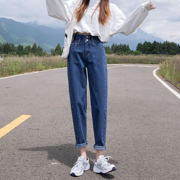 women's jeans women's spring autumn style button high waist pockets straight pants loose casual trousers kk02351, Blue
women's jeans women's spring autumn style button high waist pockets straight pants loose casual trousers kk02351, Blue