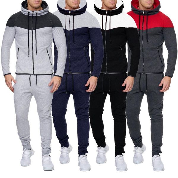 men's leisure and fashion color matching cardigan sweatshirt and sweatpants fitness sports tracksuit men clothing, Gray
men's leisure and fashion color matching cardigan sweatshirt and sweatpants fitness sports tracksuit men clothing, Gray
