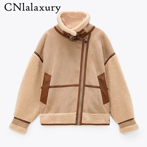 winter women thi warm vintage patchwork suede lambswool biker jaets coat chic loose faux leather outwear female overcoat, Black
winter women thi warm vintage patchwork suede lambswool biker jaets coat chic loose faux leather outwear female overcoat, Black