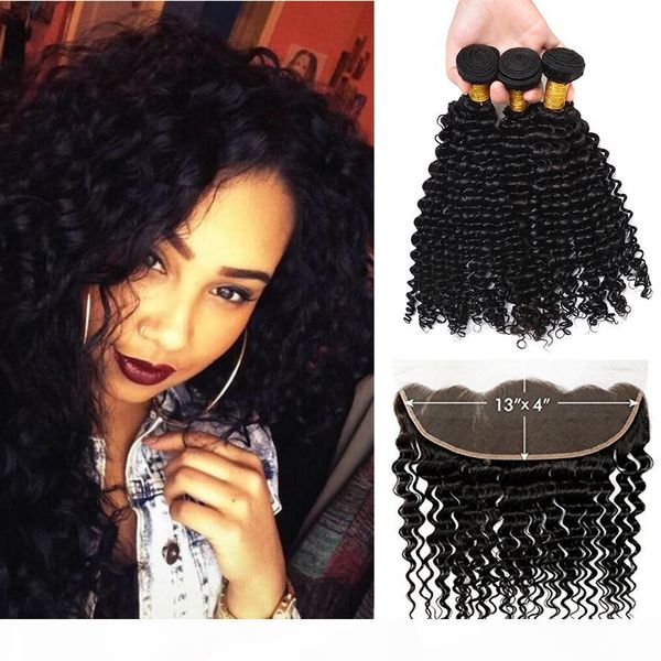 13x4 ear to ear curly lace frontal closure with bundles 3pcs deep wave malaysian peruvian hair weaves and front lace closure pieces, Black;brown
13x4 ear to ear curly lace frontal closure with bundles 3pcs deep wave malaysian peruvian hair weaves and front lace closure pieces, Black;brown