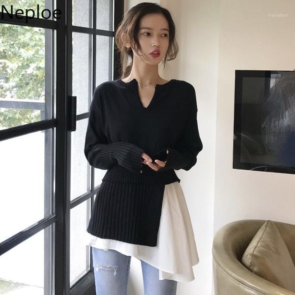 neploe spring 2020 new irregular women sweaters korean long sleeve hit color patchwork sueter mujer slim knit pullover 1a3081, White;black
neploe spring 2020 new irregular women sweaters korean long sleeve hit color patchwork sueter mujer slim knit pullover 1a3081, White;black