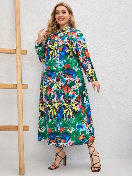 plus floral print shirt dress w0du#, Black