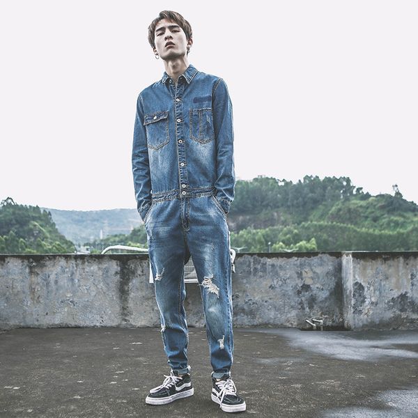 fall spring and denim overalls, male work clothes, jean jackets, overalls s3a5, Blue