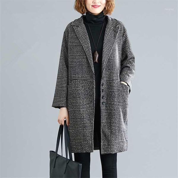 2020autumn winter female woolen coat loose long cardigan female tartan woolen coat plus size long wool women jacket elegant1, Black
2020autumn winter female woolen coat loose long cardigan female tartan woolen coat plus size long wool women jacket elegant1, Black